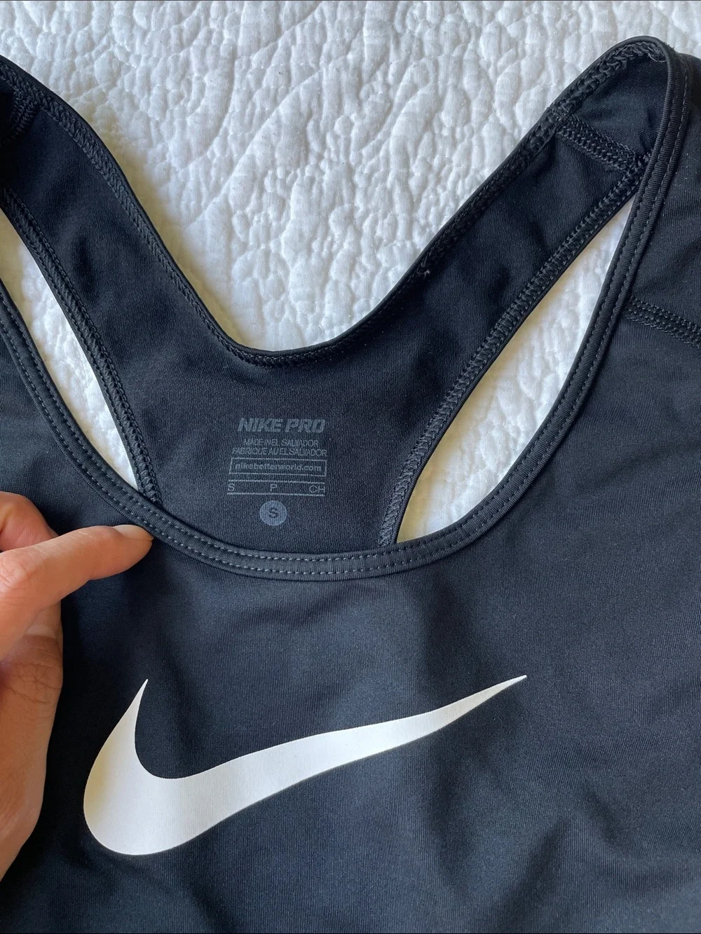 Nike Black Tank Top with White Swoosh- Size S